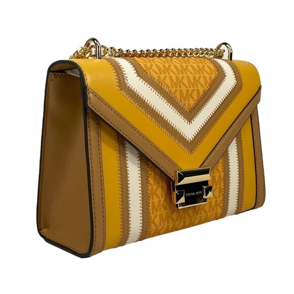 NEW Michael Kors Whitney Medium PVC Flap Chain Shoulder Bag Golden Rod Handbag - Picture 6 of 6